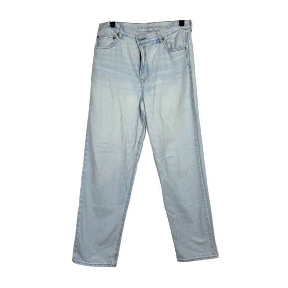 American Eagle Jeans Highest Rise Baggy Straight Leg Asymmetric Waist - Picture 1 of 12